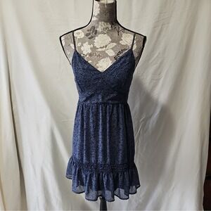 Hollister Blue Floral Mini Dress Ruffles Fairy Coquette Babydoll Mini Small S